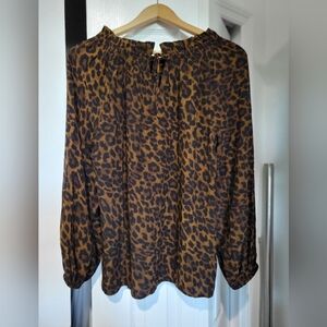 Talbots Brown and Black Animal Print Blouse